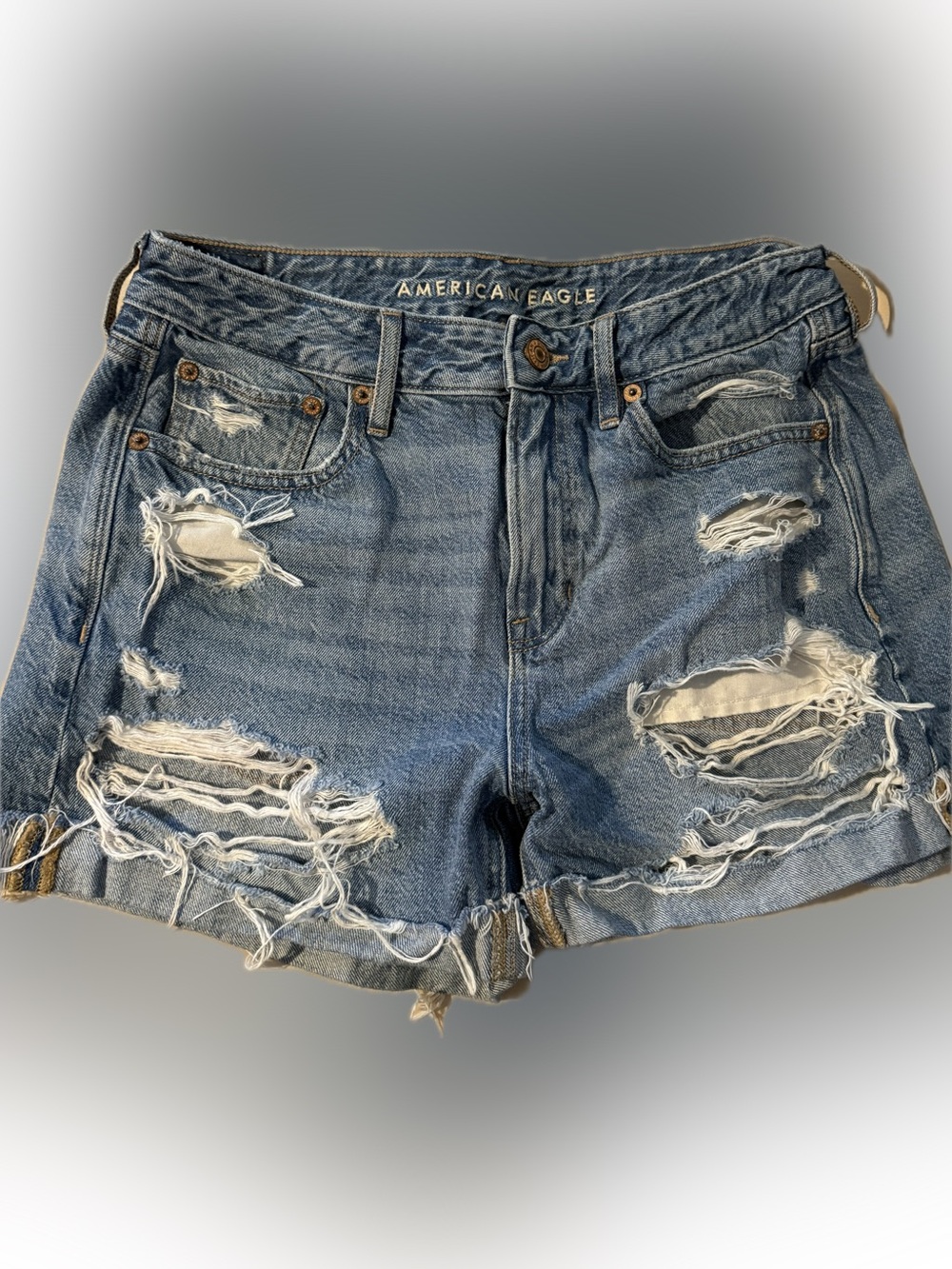 American Eagle Outfitters Light Blue Distressed Denim Shorts